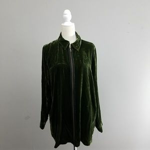 Soft surroundings | Green velvet zip up